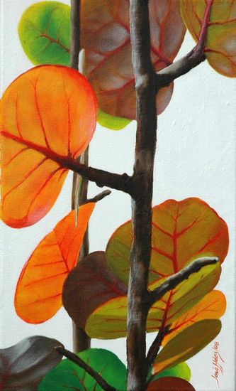 "Leaves" Oil Canvas Floral Painting