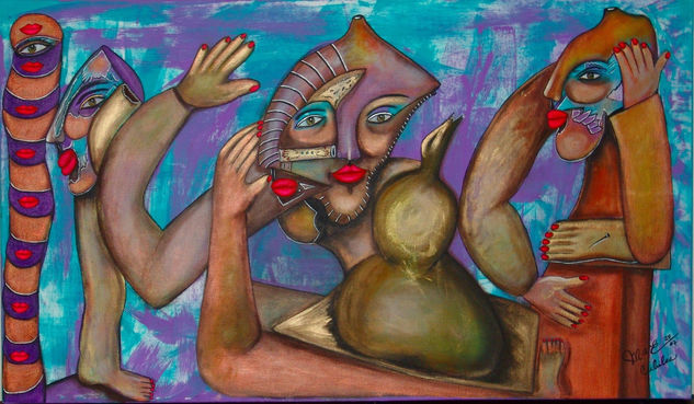 "Small mouths painted" Acrylic Canvas Figure Painting