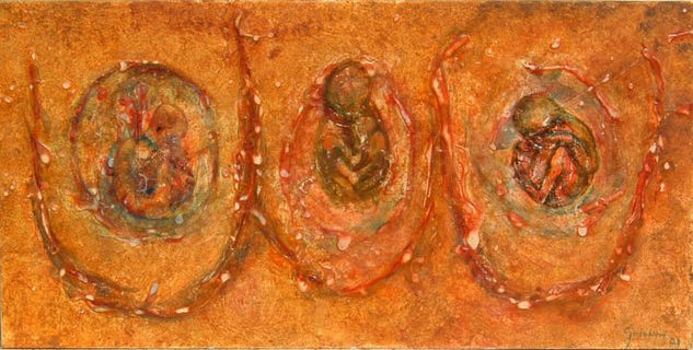 Embryo Oil Panel Figure Painting