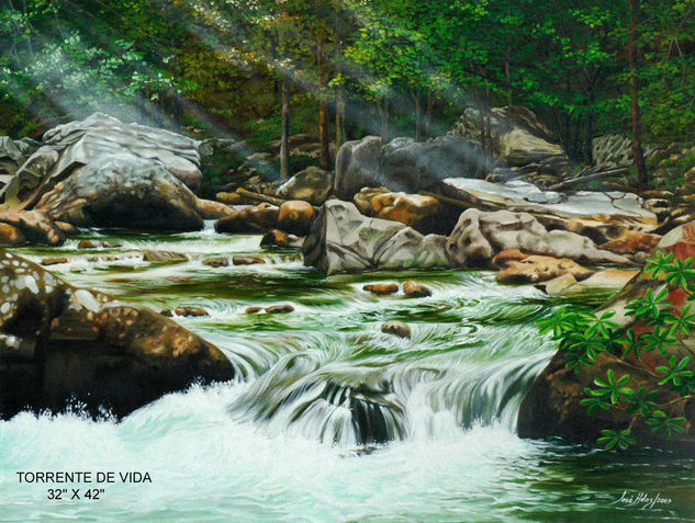 "Torrente de Vida" Óleo Lienzo Paisaje