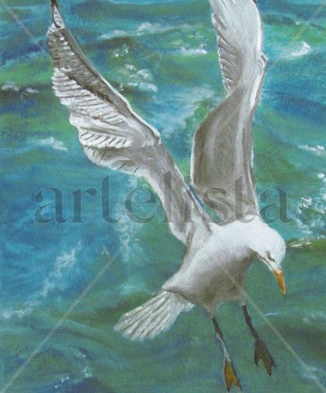 Gaviota (Seagull) Pastel Papel Animales