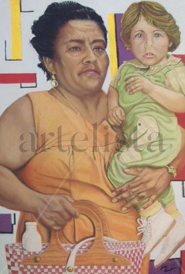 Mama Meche Pastel Paper Figure Painting