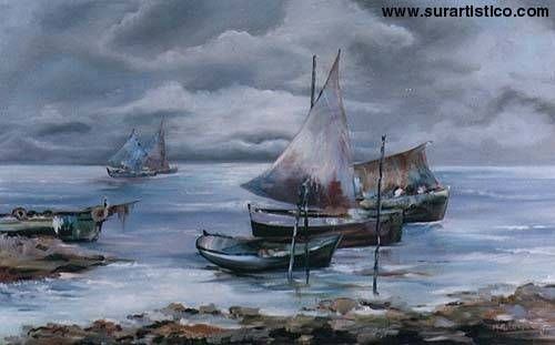 Recreacion puerto Oil Canvas Marine Painting