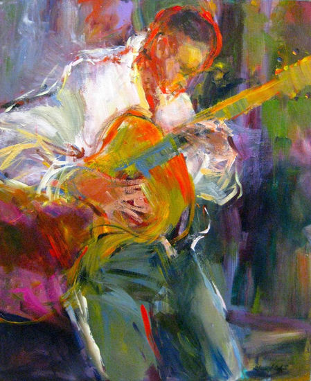 Solo Guitar Acrylic Canvas Figure Painting