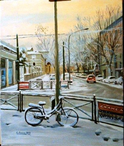bycicle after snowfall