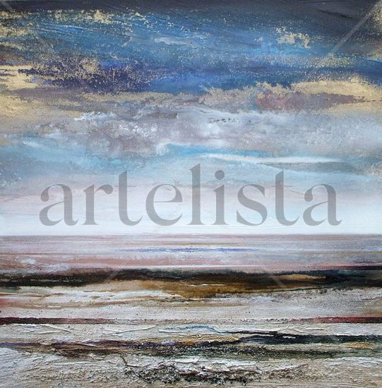 Winter Morning Hauxley haven Mixed media Canvas Marine Painting