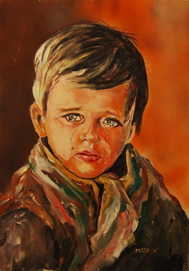 Portrait of a crying boy.