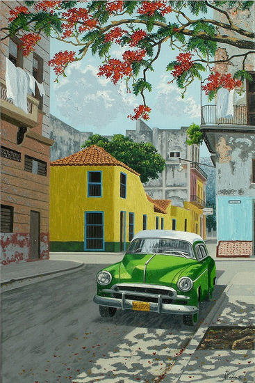 ´´stret in havana, oil on canvas´´ Oil Canvas Landscaping