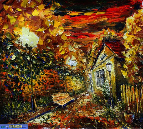 painting Evening 180 - Landscape oil painting-Valery Rybakow