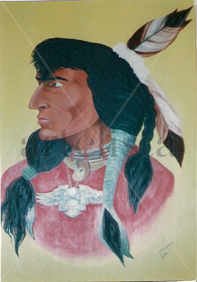 Apache Harley Oil Panel Figure Painting