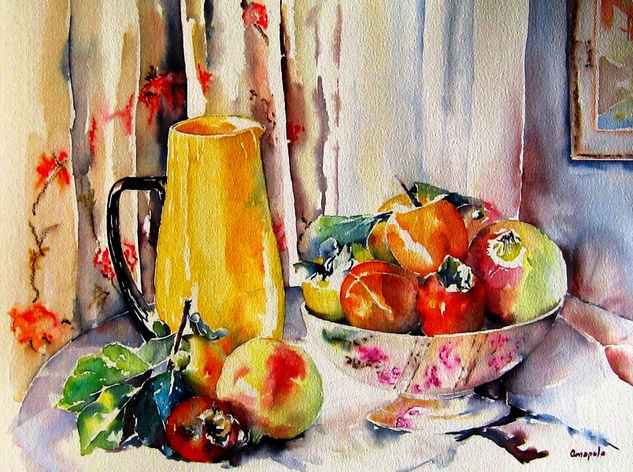 Autumn, by Amapola Herrera Watercolour Paper Still Life Paintings