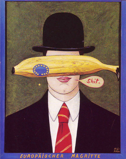 European Magritte Óleo Lienzo Retrato