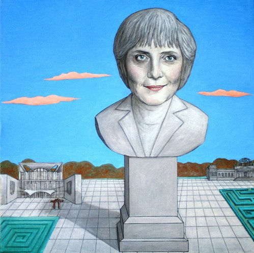 Angela Merkel Oil Canvas Portrait