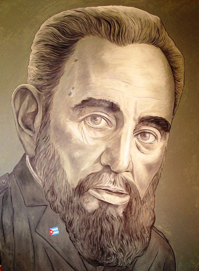 Fidel Castro Oil Canvas Portrait