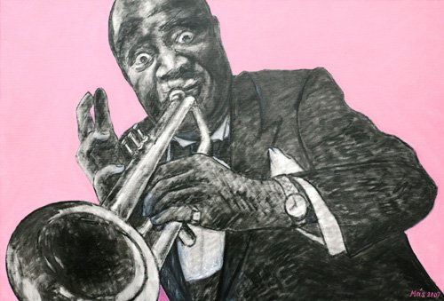 Louis "Satchmo" Armstrong Oil Canvas Portrait