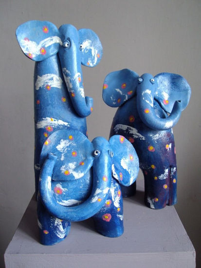 Elephants Carving Figurative