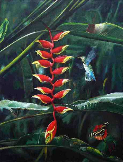 La flor de la heliconia Oil Canvas Floral Painting