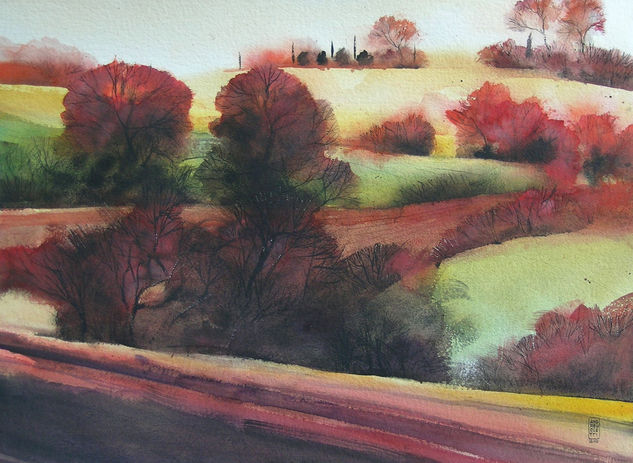 Terra di SIena Watercolour Paper Landscaping