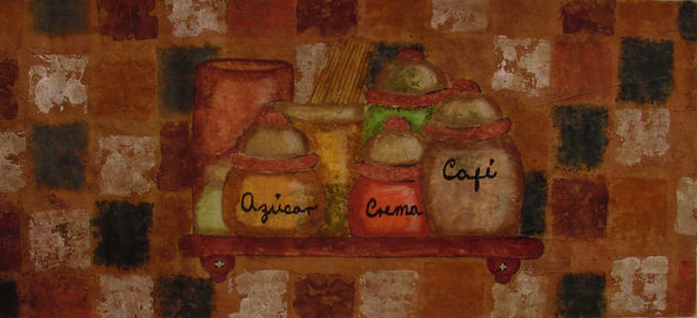 Azucar, crema y cafe Acrylic Canvas Still Life Paintings