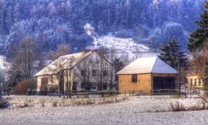Farmhouse in winter.
