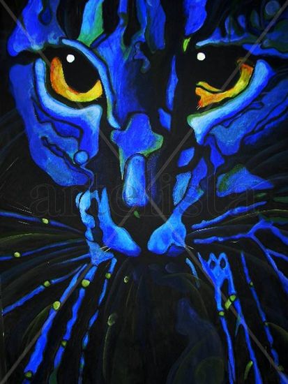 El gato que está triste y azul... Acrylic Textile Animals