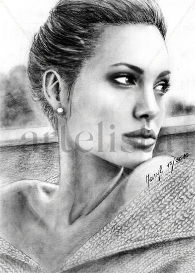 Angelina Jolie Charcoal