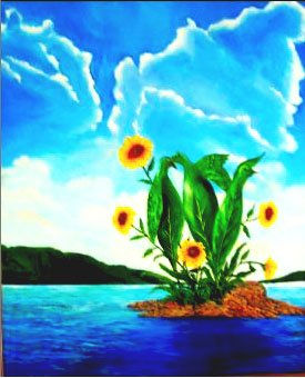 la isla de los girasoles Oil Canvas Marine Painting