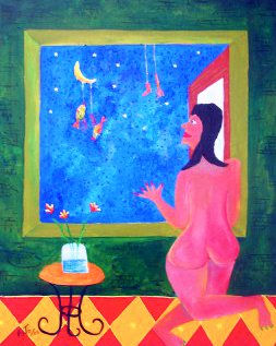 bello cielo Acrylic Canvas Figure Painting