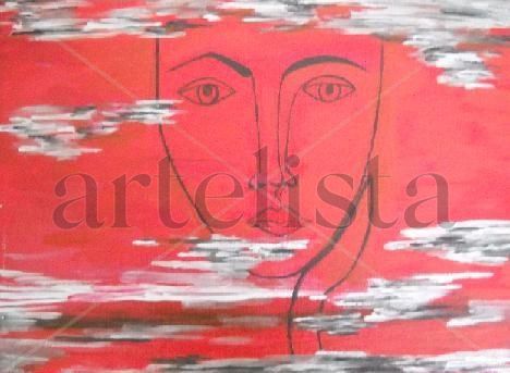 Red Mist Acrylic Canvas Figure Painting