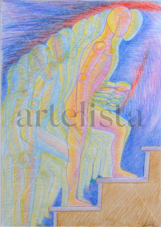 desnudo subiendo la escalera