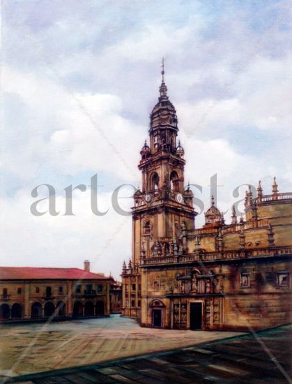 Torre del Reloj/Torre do Reloxo/Clock Tower (Santiago de Compostela. A Coruña) Óleo Lienzo Paisaje