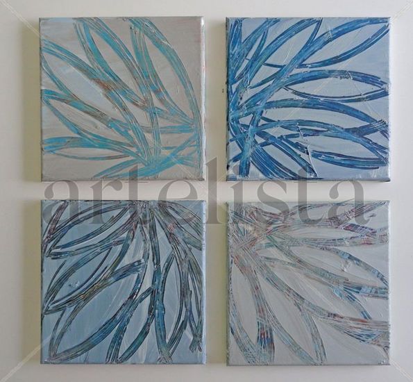 Hojas Girando x 4 Acrylic Canvas Others