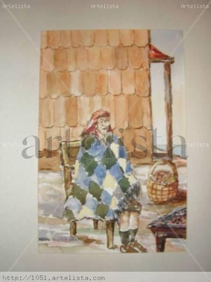 "ANCIANA DE CHILOE" Watercolour Paper Figure Painting