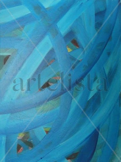 Circulación Plana en Azul Acrylic Canvas Others