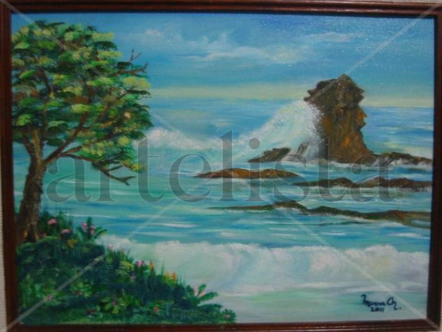 EL PEÑON DE LAS BRUJAS Oil Canvas Marine Painting