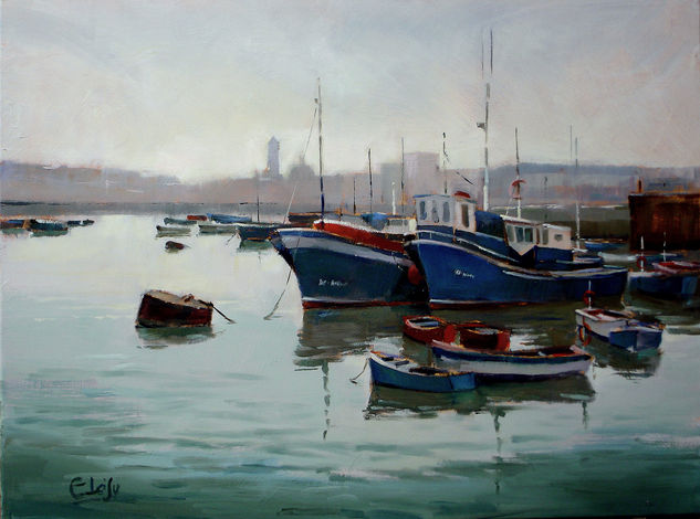 Contraluz en Santurtzi Oil Canvas Marine Painting