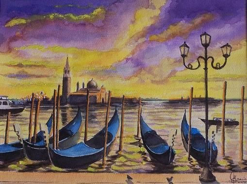 Atardecer en San GIorgio Watercolour Card Landscaping