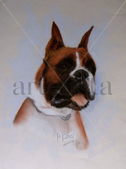 Retrato Boxer Pastel Paper Animals