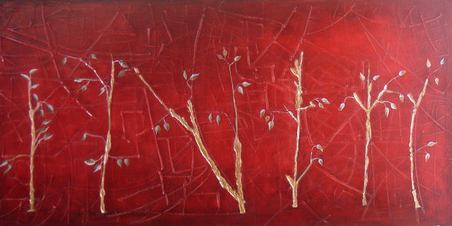 Bosque rojo dorado Acrylic Canvas Landscaping