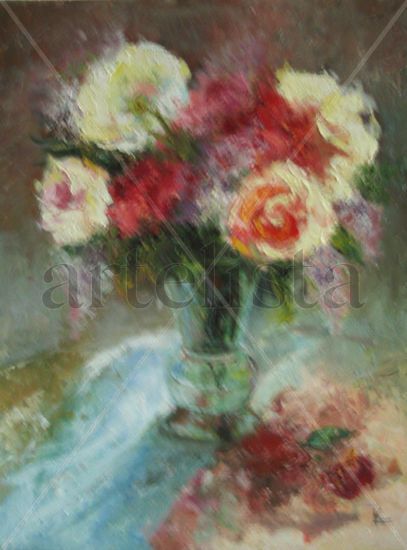 jarron sobre agua Oil Canvas Floral Painting