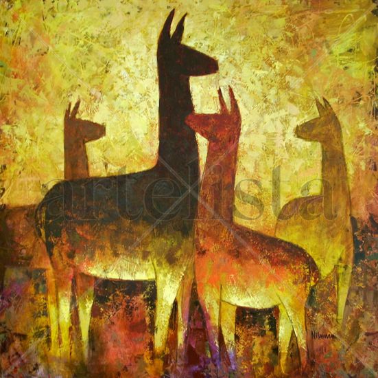 llamas Oil Canvas Landscaping