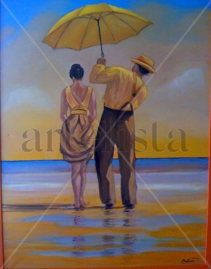 en la playa2 Oil Canvas Figure Painting