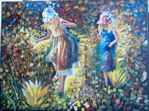 las dos hermanas Oil Canvas Landscaping