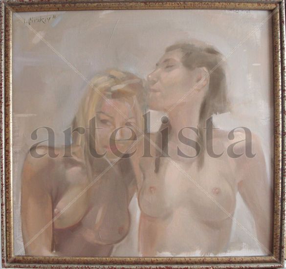 Amigas Óleo Tabla Desnudos