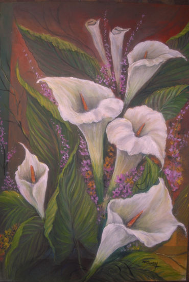 "CALAS BLANCAS " Oil Canvas Floral Painting