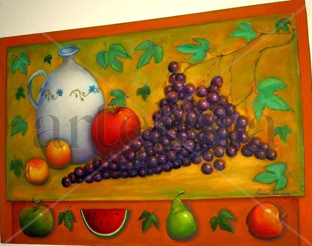 Uvas del Tiempo. Oil Canvas Still Life Paintings