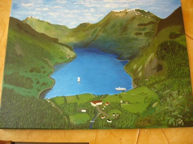 LAGO EN NORUEGA Óleo Lienzo Paisaje