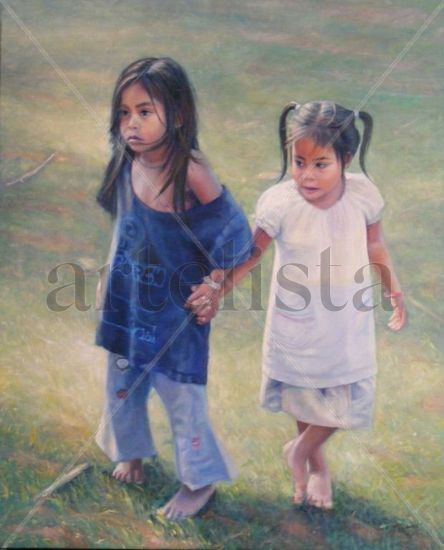 Hermanas Oil Canvas Figure Painting