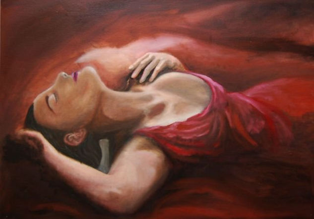 Rojo Pasion Oil Canvas Figure Painting