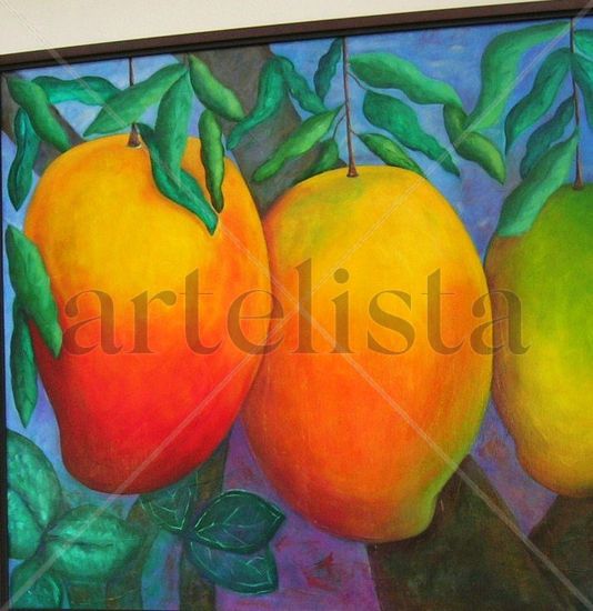 Mangos al Aire Libre. Oil Canvas Still Life Paintings